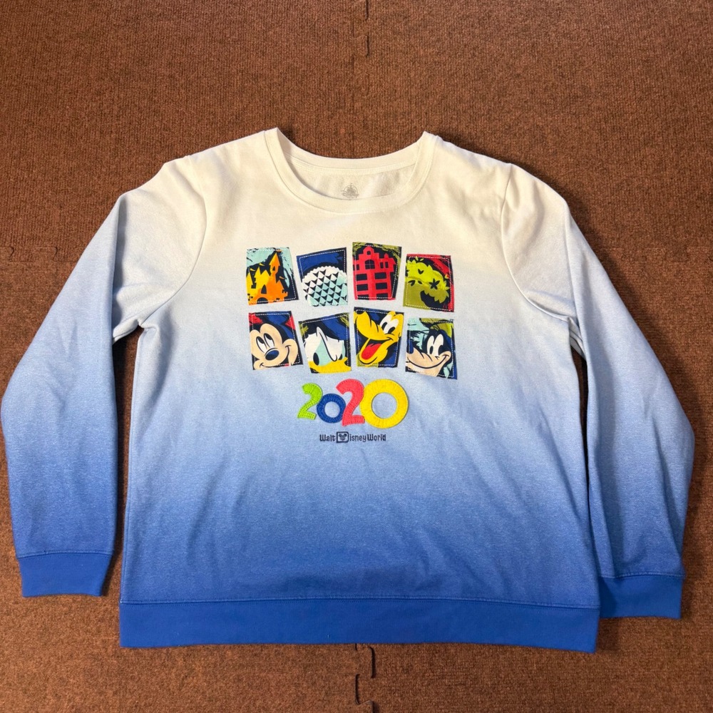 Disney Parks Walt Disney World 2020 Ombre Mickey Mouse Friend Sweatshirt XL Blue